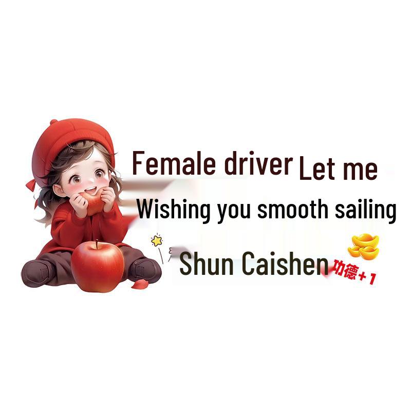 Funny 'Let Me Pass' Cartoon Car Sticker for Female Drivers - Reflective Decorative Rear Window Decal