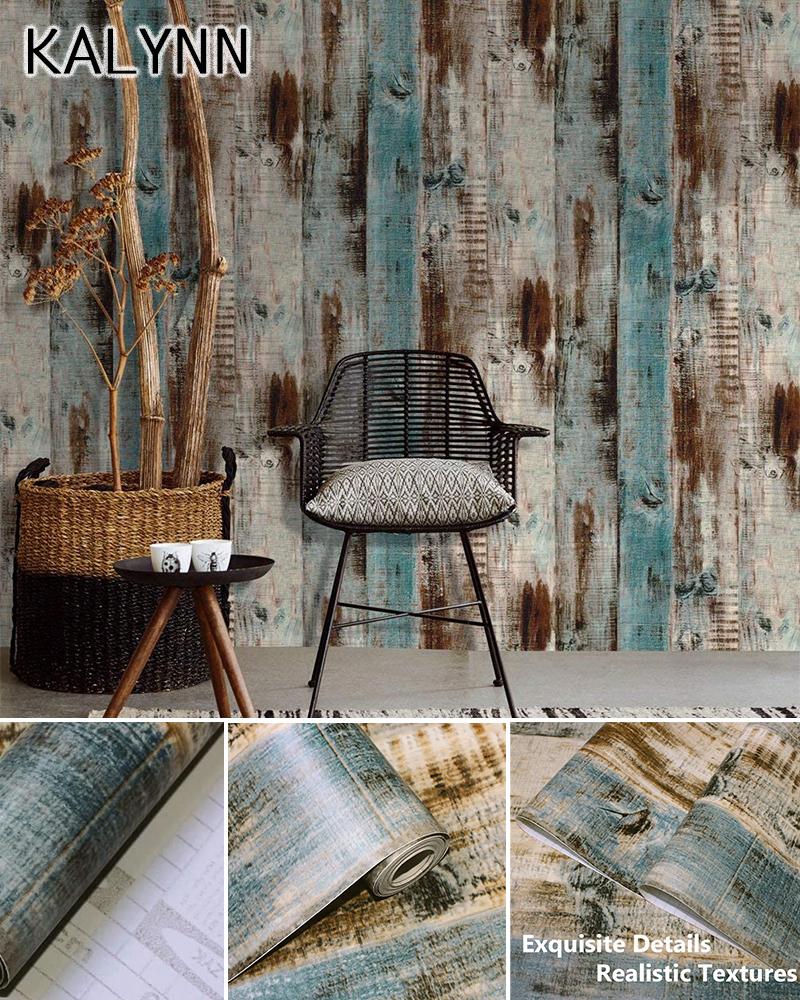 Vintage Wood Self Adhesive Paper Removable Peel Stick Wallpaper Blue Wood Panel Interior Film Leave No Trace Surfaces Easy Clean
