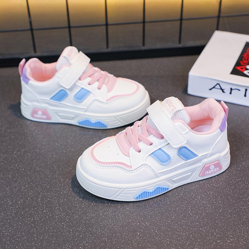 Kids White Pink Blue Casual Low-Top Velcro Sneakers 26 розовый