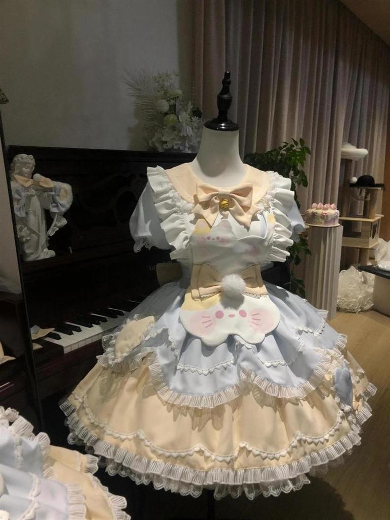 Lolita Lace Kitten Bowknot Dress & Apron Set