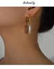 Gold-Plated Titanium Steel Irregular Freshwater Pearl Earrings - Retro Light Luxury Style for Women
