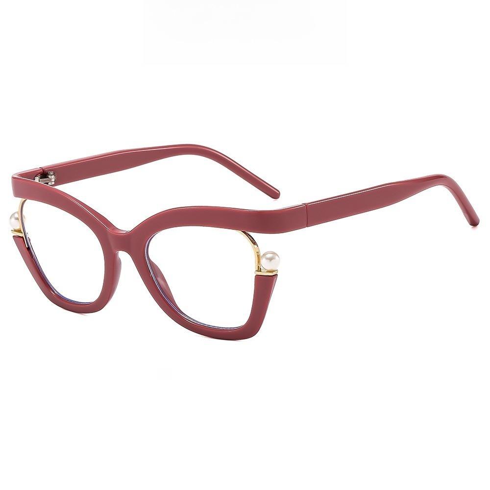 Pearl Decorative Cat Eye Reading Glasses Rainbow Gradient Candy Color Luxury Eyewear Frame High Quality Purple Vintage