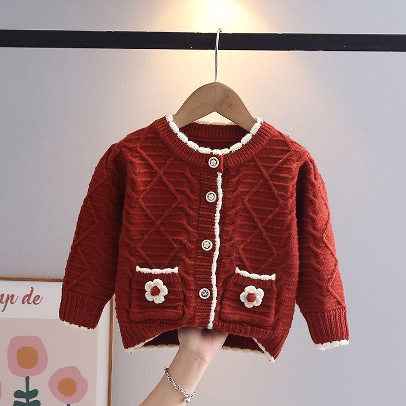 2025 Autumn Girls' Korean Style Knit Cardigan - Fashionable Early Autumn Children's Outerwear Sweater