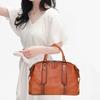 Johnature Vintage Genuine Leather Handbag High Capacity Casual Tote Solid Color Versatile Women's Shoulder Bag