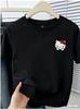 Hello Kitty Small Logo T Shirt for Adults and Kids Cute Sanrio Head Print Casual Short Sleeve Top for Family Matching Outfits