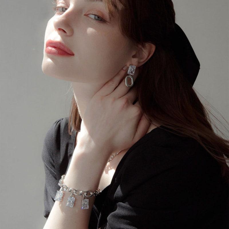 Jean Paul Clarisse Square Cubic Charm Chain Bracelet JB-22-043B