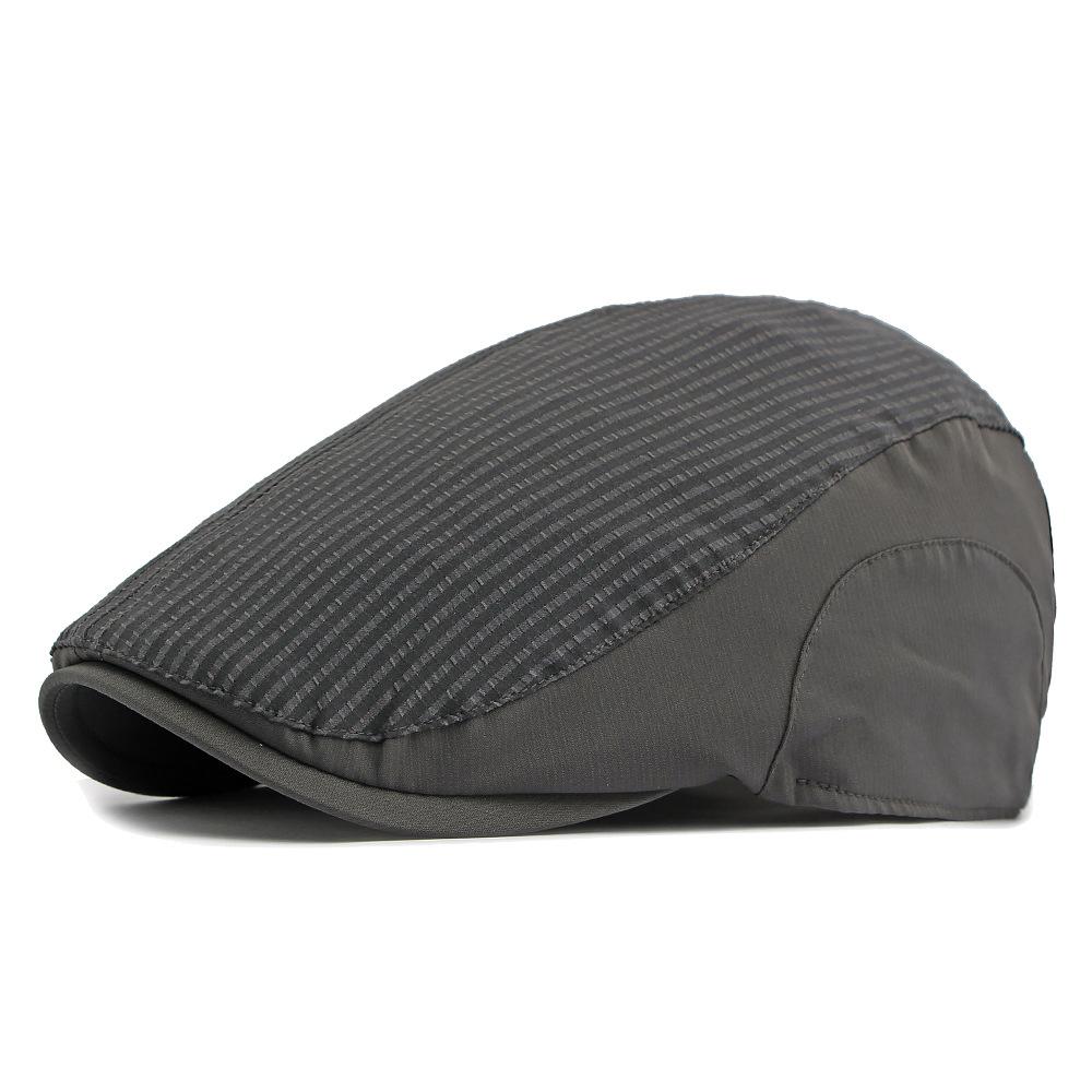 Spring Summer Thin Men's Forward Cap Quick-Drying Breathable Striped Newsboy Cap Retro Beret