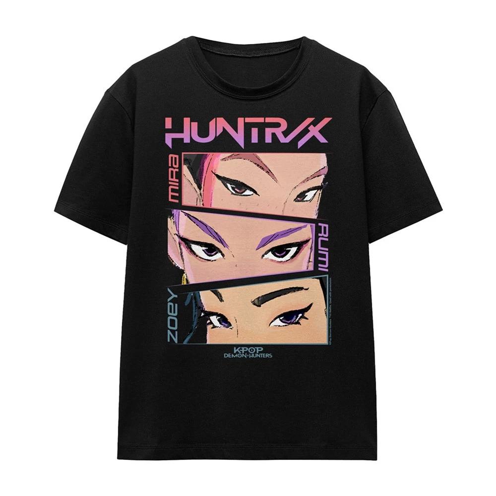 

Kpop Demon Hunters Huntrix Eyes Comic Strip Womens 100% Cotton T-shirt Mens Tees Top S-2XL, Black 3XL