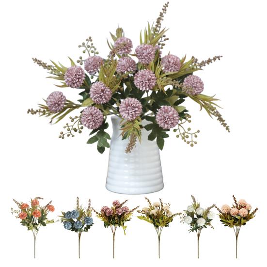 

Artificial Flower Ball 5 Head Realistic UV Resistant Fake Chrysanthemums Ball Wedding Party Indoor Table Centerpiece Faux Dandelion Decoration синій