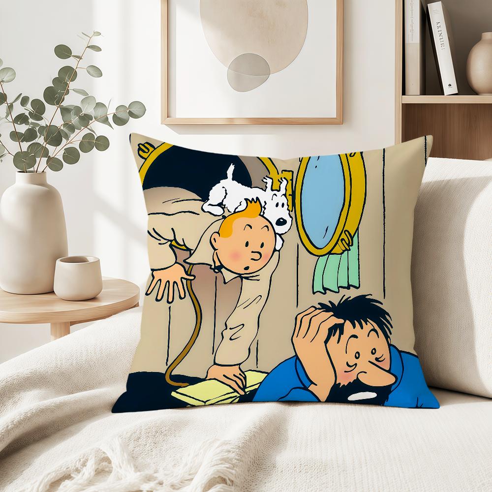 art dog comic soft pillowcase cute t-t-T-Tin-tinES-S-S fun Sofa Home S-S-SnowyS Living Room Decor bed hogar pillowcover gift