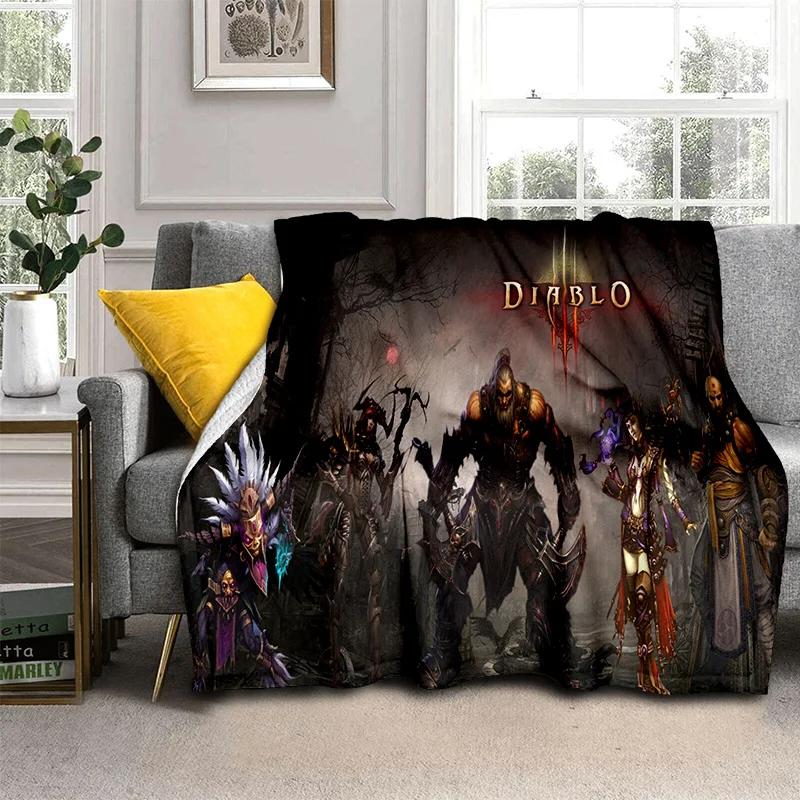 Classics Diablo Game Gamer Cartoon Blanket,Soft Throw Blanket for Home Bedroom Bed Sofa Picnic Travel Office Cover Blanket Kids