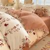 Watercolor Flower Duvet Cover Cotton Cartoon Bunny Comforter Cover Lovely Farm Animal Rabbit Bedding Set for Girly Bedroom Decor