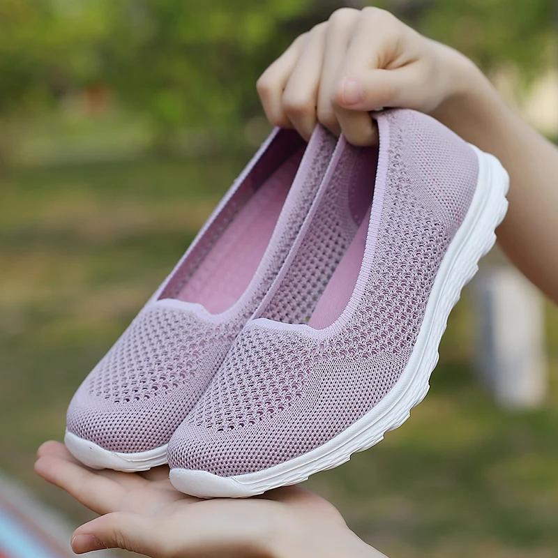 Fashion Women Summer Shoes Fashion Mesh Flat Shoes Breathable Non Slip Daily Casual Shoes Elegant and Simple Slip in Loafers Hot Selling