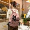 Corduroy Backpack Large Capacity Bow Print Backpack Student Schoolbag