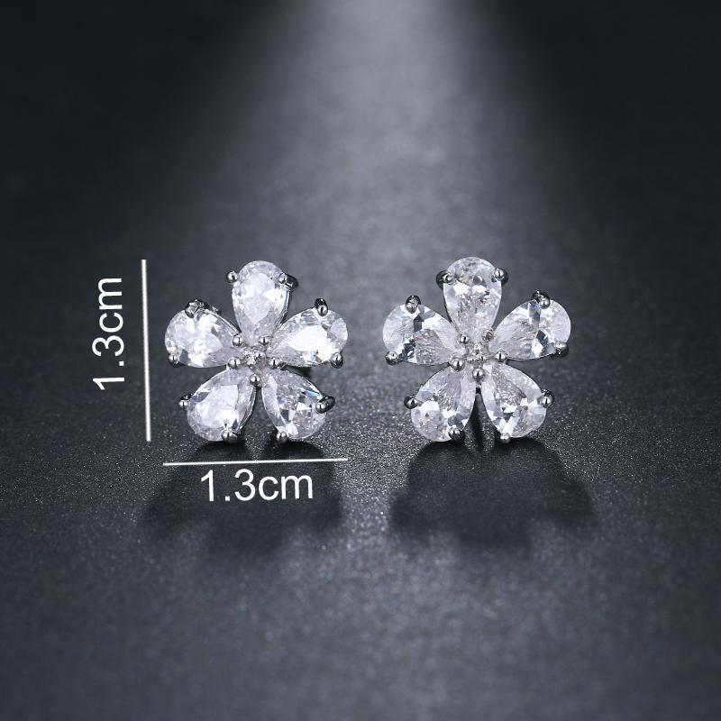 EMMAYA Korean Fahion Cute Jewelry Silver Cute Flower Stud Earrings CZ Bridal Wedding Earrings