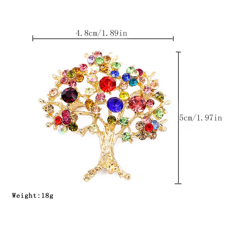 Colorful Rhinestone Christmas Tree Brooch - Creative Metal Corsage for Women's Suits