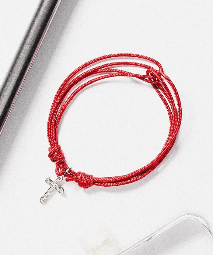 Line Cross Pendant Soft Double Rope String Bracelet (C2601AC1368)