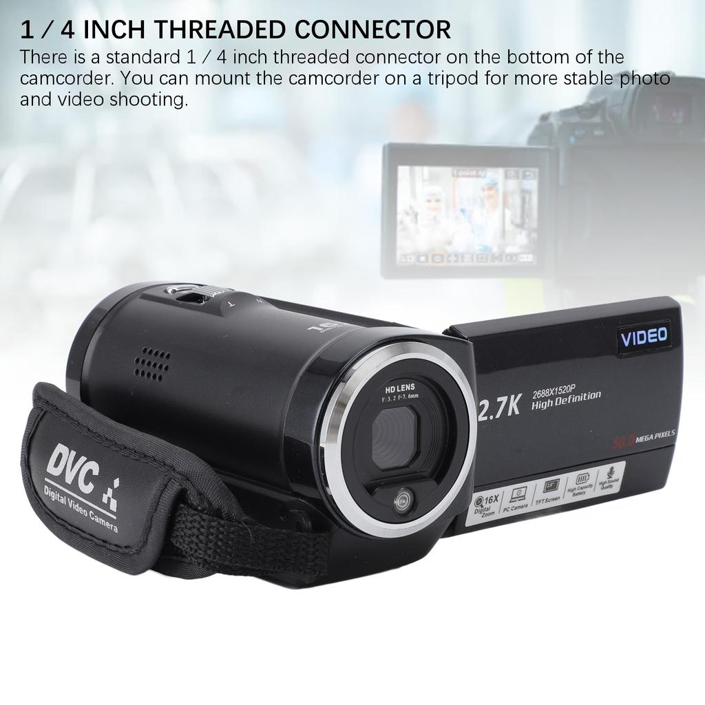 2.7K Camcorder Professional 2.8 Inch Screen HD 50MP 16x Digital Zoom Vlogging Camera for Outdoor Tra
