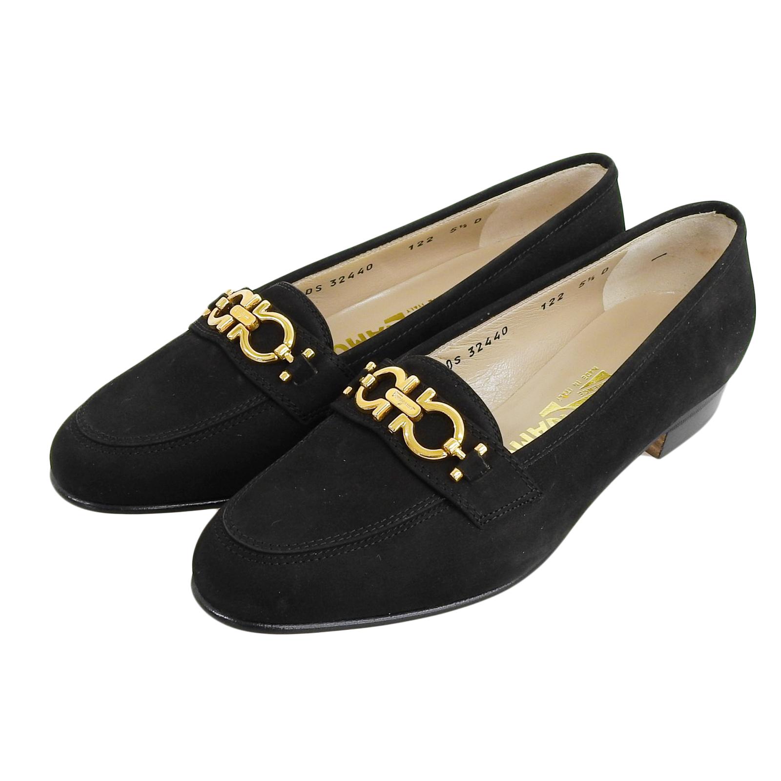 

Превосходные туфли-лодочки Salvatore Ferragamo BABS Double Gancini черная нубуковая кожа Женские 5.5 Б/У