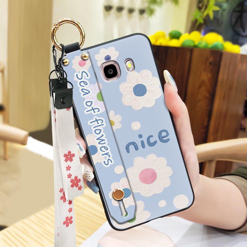 Soft case Ring Phone Case For Samsung Galaxy J510/J5 2016/J5108 Protective Durable Back Cover Flower Shockproof Lanyard