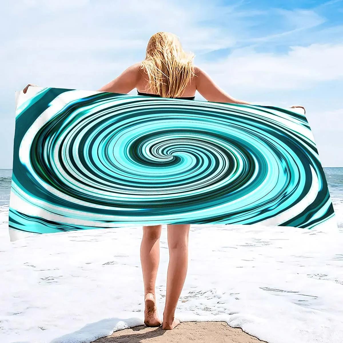 

Microfiber Beach Towel, Sand Free Abstract Art Beach Towels Oversized, Quick Dry Soft Swirls Bath Towels for Outdoor Sports W30*H60(CM)