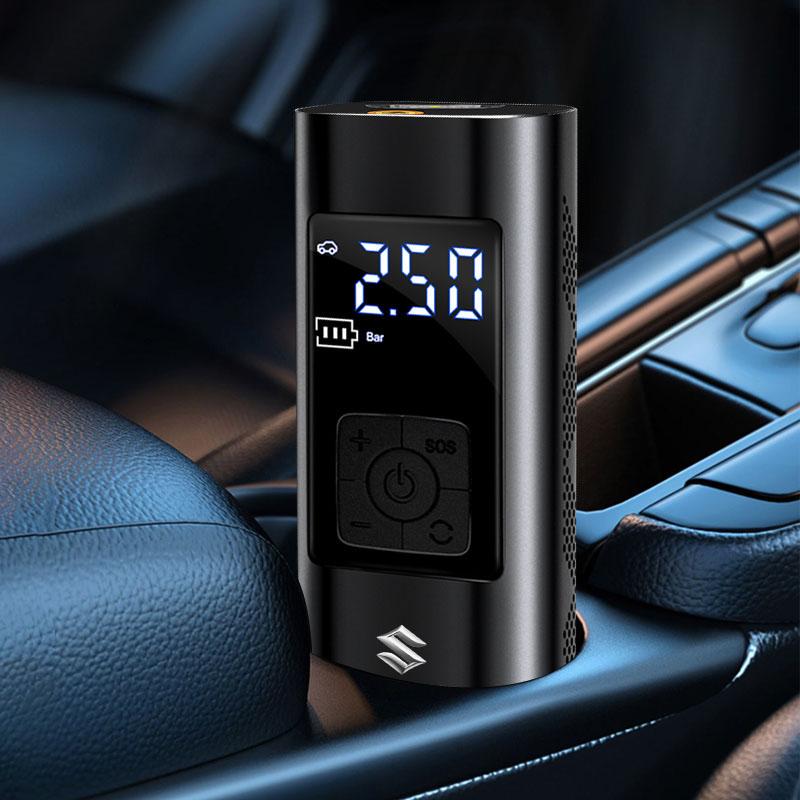 1Pcs Car Tire Inflator Smart Digital Inflatable Pump Emblem Accessories for Suzuki Jimny Swift V Strom 650 Ignis Alto DZire Swace Across Kizashi