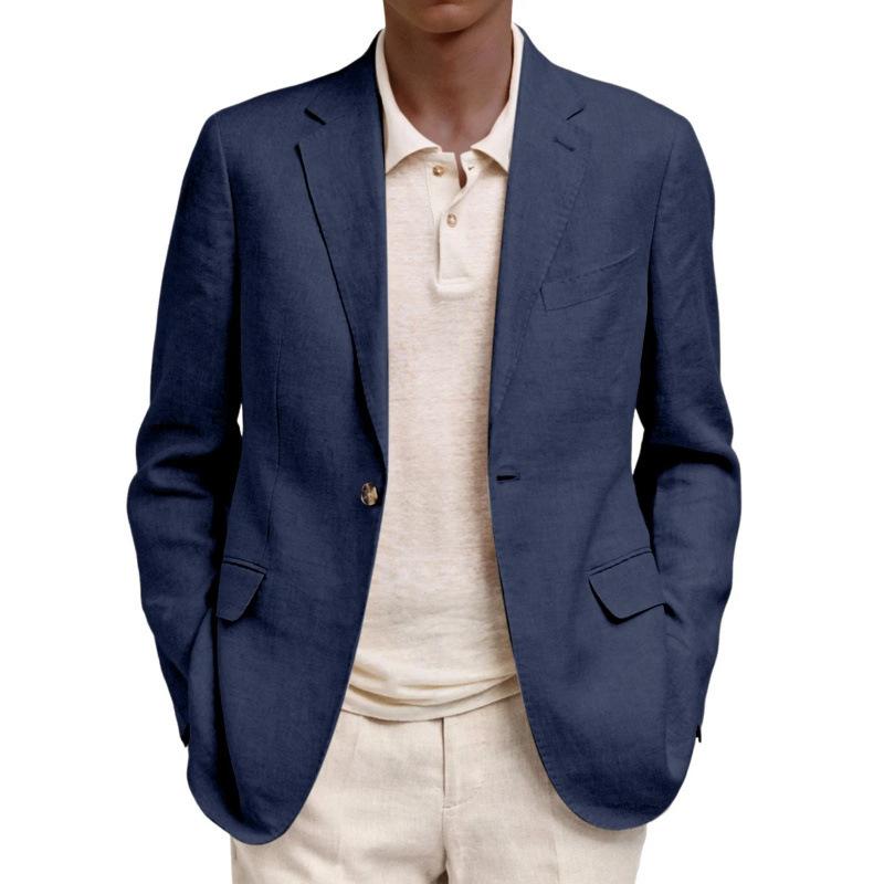 2026 New Spring and Autumn Men's Long-Sleeve Turn-Down Collar Faux-Pocket Business Casual Blazer