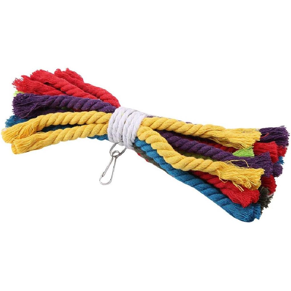 Parrot Rope Toys Colorful Cotton Rope Hanging Parrots Chewing Toys Pet Supply Parrots Cage Accessories Chew Toys