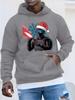 Men'S Tactical Soldier Santa Claus Hooded Sweatshirt - Loose Fit Hoodie With Santa Hat & Snowflake Print Coat