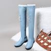 Academy New Fashion Denim Face Low Heel Square Heel 32-48 Size Paint Boots