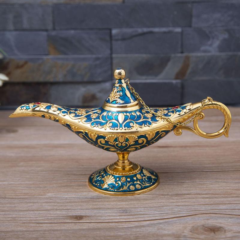 Aladdin Lamp Desktop Crafts Ornament Metal Crafts God Lamp Wishing Lamp Vintage Home Decoration Holiday Gift