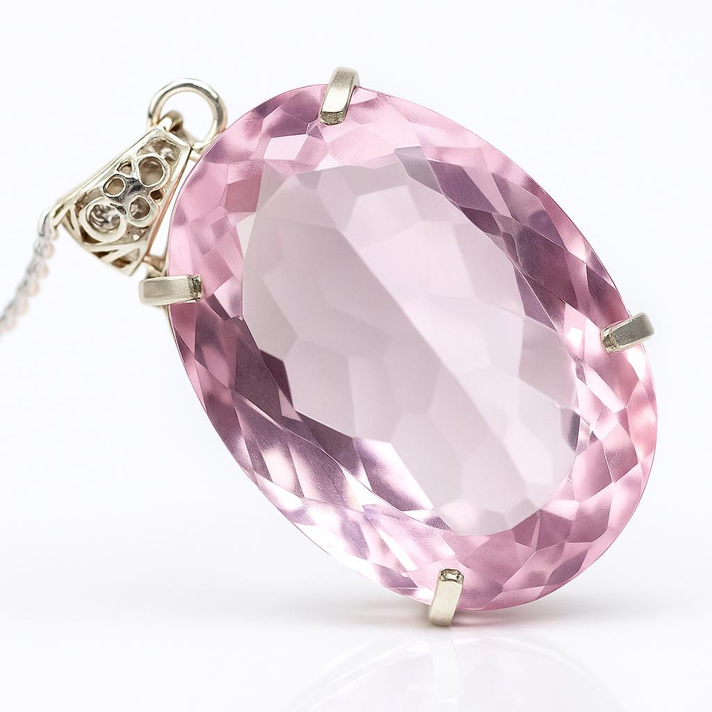 Lab Grown 95 Ct CERTIFIED Pink Sapphire 925 Sterling Silver Oval Stone Pendant AI-82-NS