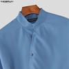 INCERUN S-5XL Men Casual Stand Neck Long Sleeve Side Buttons Shirts Tops