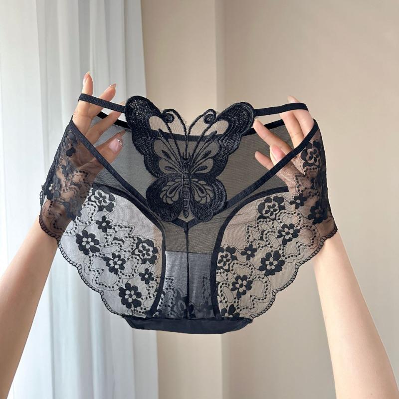 Plus Size High Waist Seamless Lace Breathable Women Solid Brief Underwear