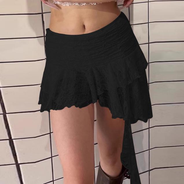 

Мини-юбки для женщин, нерегулярные кружевные ленты, ретро-красотка, уличная одежда, тонкая сексуальная короткая юбка, готическая, модная, для ночного клуба 2000 года L