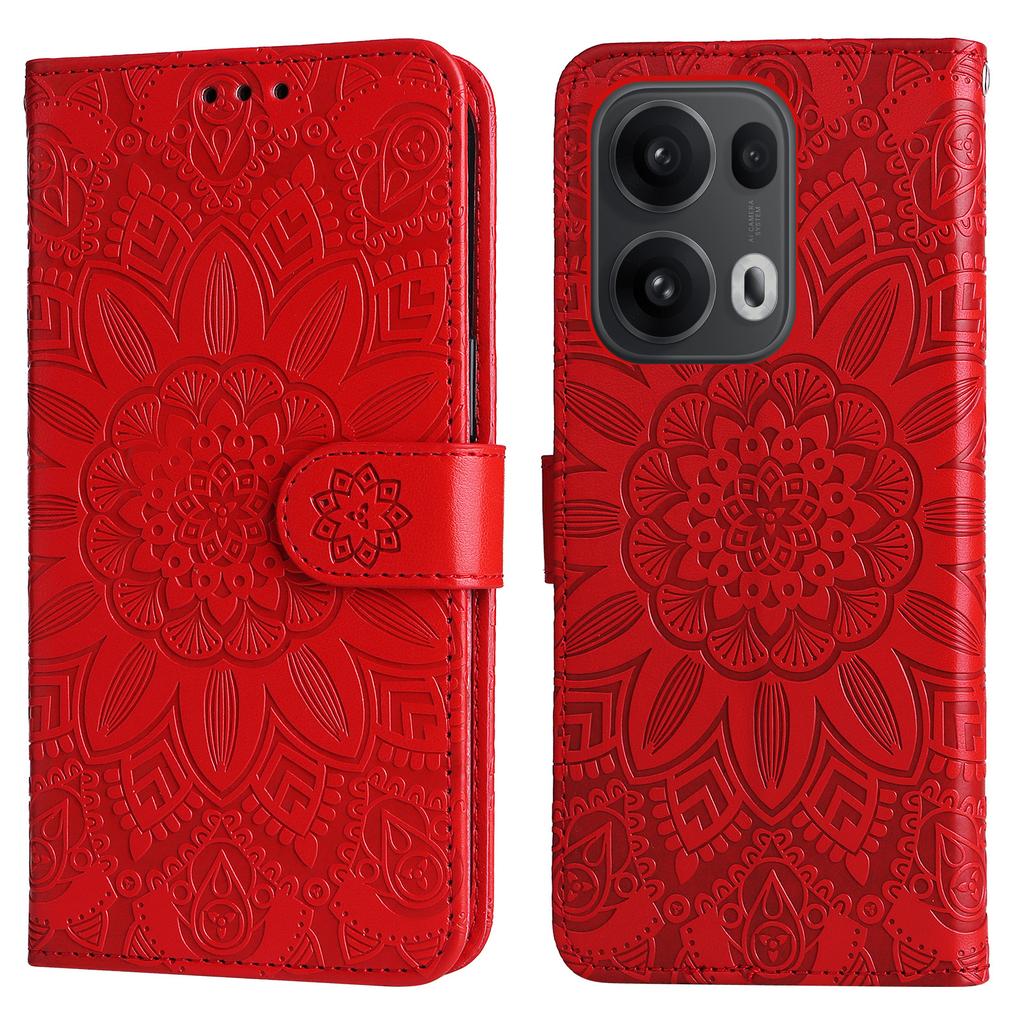 For Oppo Reno13 Pro 5G Case Sunflower Imprint Leather Wallet Phone Cover