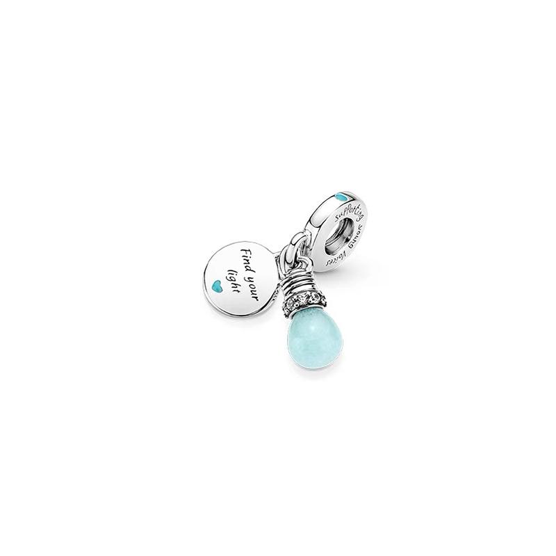 Pandora Luminous light bulb two-in-one pendant for women, silver 791123C01 синий