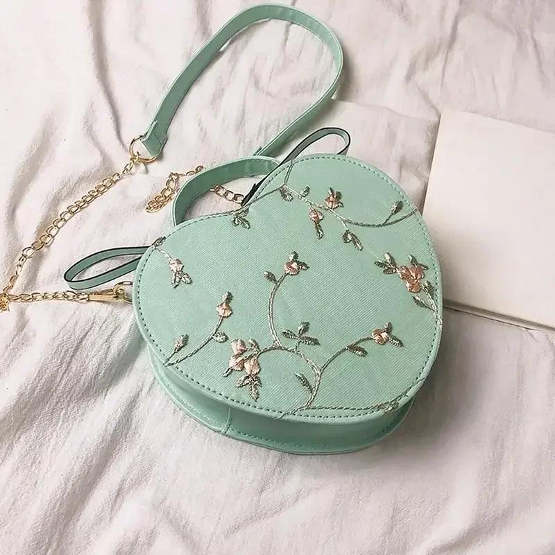 Fashionable Lace Peach Heart Small Bag Women New Trend Ladies Cross Stitch Shoulder Bag Personalized Hand-held Shoulder Bags