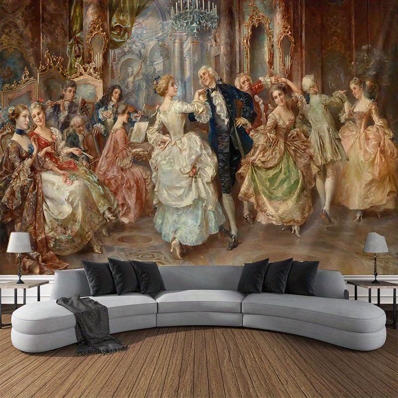Großer Barock-Ballsaal-Wandteppich Bringt historische Eleganz und Luxus in Ihren Wohnraum