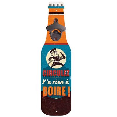 [Q1745] - Wooden Wall Bottle Opener 'Bottle' (Move Around, There's Nothing To Drink!) - 41. 5x11. 6x4cm