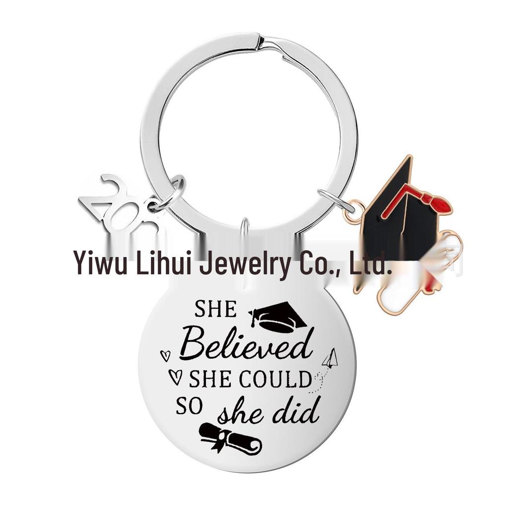 2026 Graduation Inspirational Stainless Steel Keychain Pendant