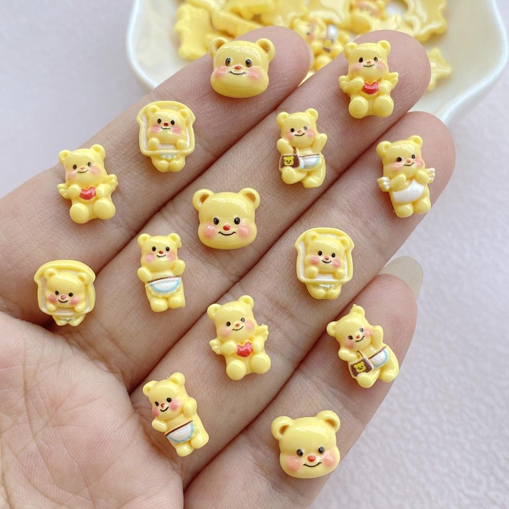 50Pcs Cute Mini Cartoon Bear Nail Art Resin Designer Charms DIY Craft For Nail 3D Decorations Jewelry