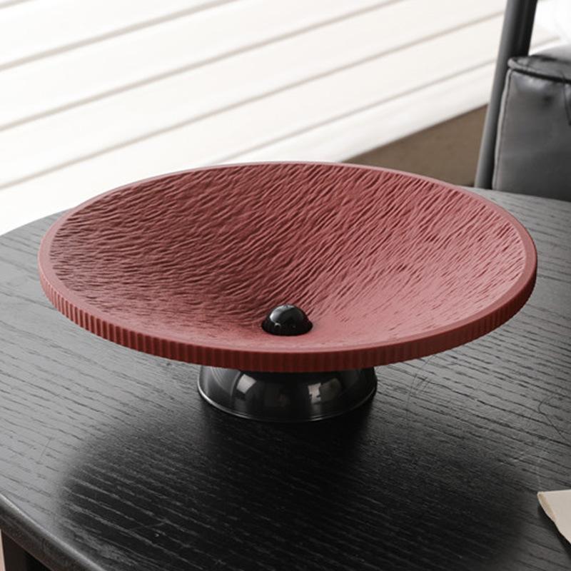 Minimalist Textured Pedestal Fruit Tray Stable Base Elegant Design Perfect For Home Coffee Table Serving Fruits Snacks Desserts