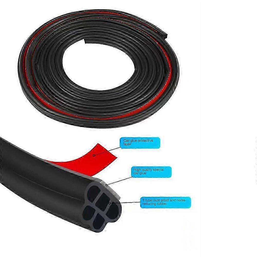 5M Car Door Edge Seal Strip Sticker B 8-hole Weatherstrip Rubber Seals Sound Insulation Sealing Strip Car Styling Protector
