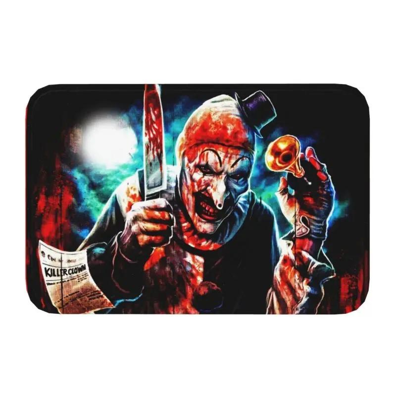 Horror Halloween Movie Terrifier Clown Front Door Mat Anti-Slip Indoor Absorbent Doormat Kitchen Balcony Entrance Rug Carpet