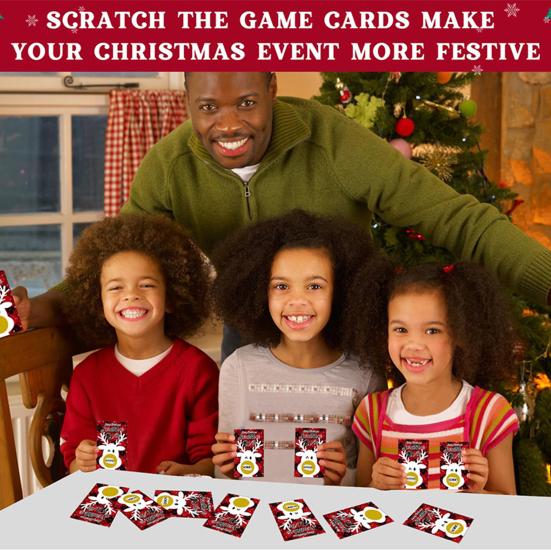Frohe Weihnachten Rubbelspielkarten Feiertags Rentier Tombola Karte für Gruppen Kinder Erwachsene Weihnachtsfeier Zubehör