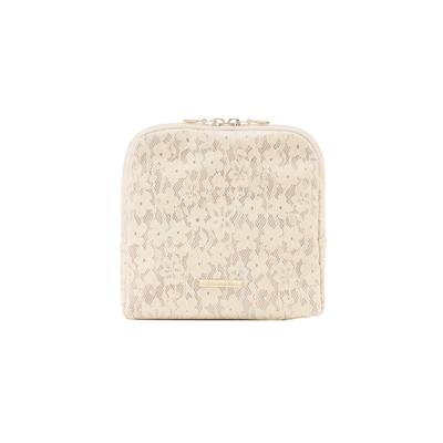 Afternoon Tea Living JJ72 Flower Lace Round Fold White Pouch,