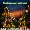 LED Window Light Easter Hanging Lamp with 8 Dynamic Modes Remote Control Timer Battery Operated Waterproof Metal Easter Bunny String Lights for Indoor
