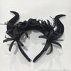 Gothic Red Black Flower Rose Headband Horn Hair Hoop Women Halloween Headband Party Costume Dress Up Carnival Hair Accessories