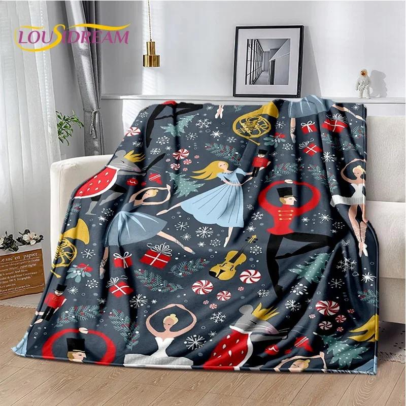 Christmas Tree New Year Nutcracker Cartoon Fairy Tales Blanket,Soft Throw Blanket for Home Bedroom Bed Sofa Cover Child Gift